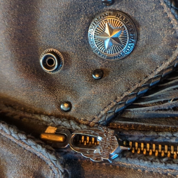 Harley Davidson Woman's Vintage Genuine Leather Biker Jacket - Picture 5 of 8